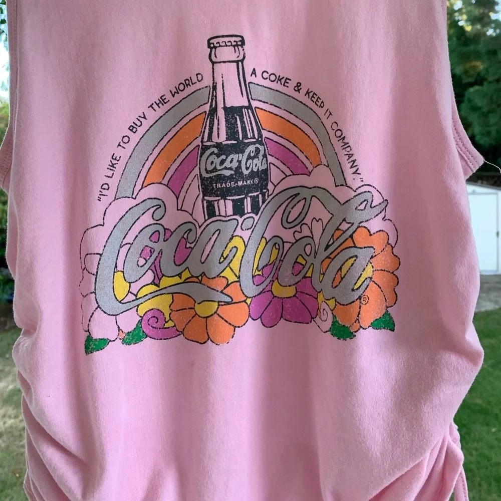 Coca Cola pink ruched tank top - Picture 2 of 9